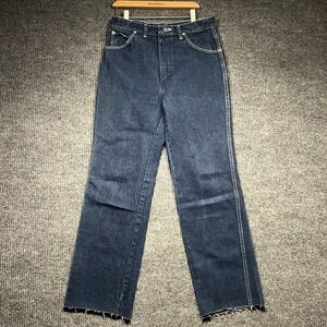 Vintage Wrangler Jeans Mens 30x26 Dark Wash White Stitch Cropped Made in USA 80s